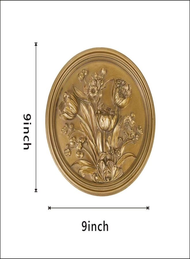 S-MANTIS Vintage Wall Sculpture,Antique Pediment,Hallway Wall Art,Hand Painted Floral Wall Decoration Accent Artworks for Indoor Kitchen Bedroom Living Room Office Outdoor Garden Patio (Antique Gold) - Image 5
